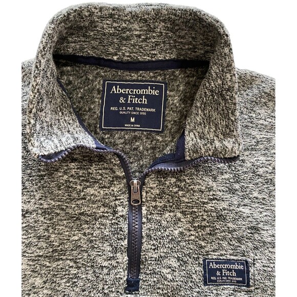 Abercrombie & Fitch Mens Jacket Medium Pullover Long Sleeve Gray Zip Mock Fleece - Picture 1 of 9